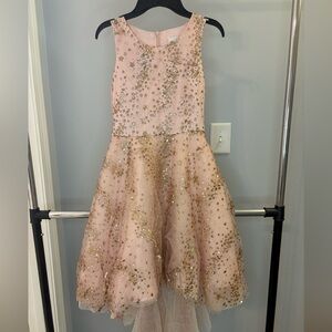 Rare Editions Pink and Gold Sequin Kids Dress